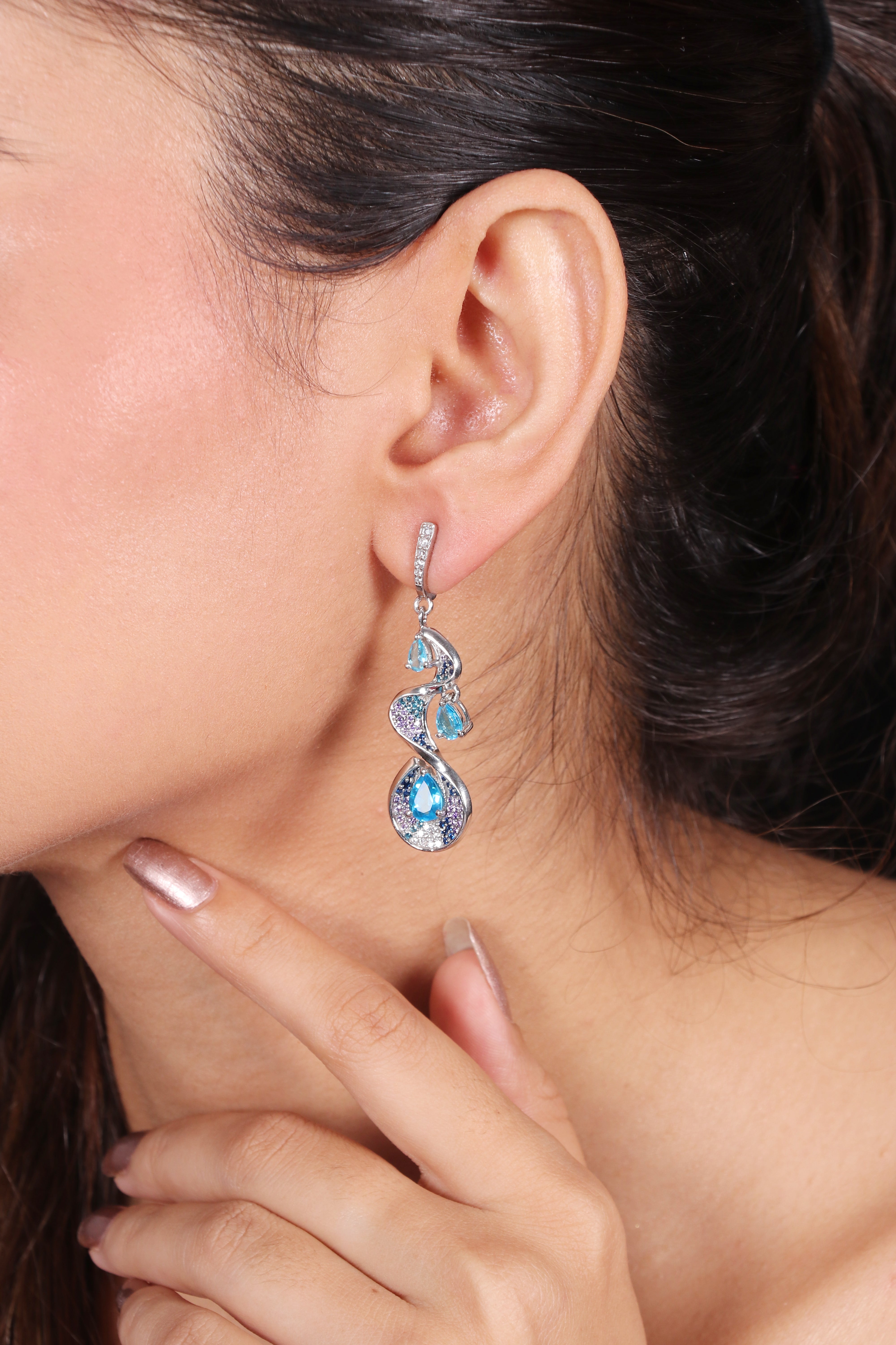 Silver Contemporary Drop Earrings